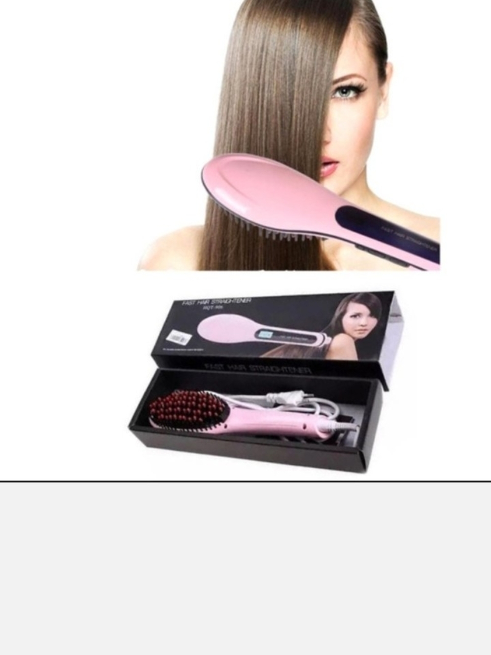 Fast Pink Electric Hair Straightening Brush Straighten, Curl & Flick In One Pass